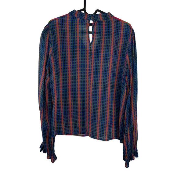 Bl-nk Conditions Apply by Anthropologie Retro Geo Stripe Peasant Blouse Size XS - Picture 3 of 10